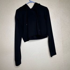 Black Cropped Lightweight Hoodie